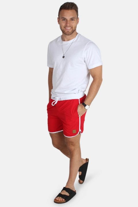 Urban Classics Retro Badeshorts Firered/White