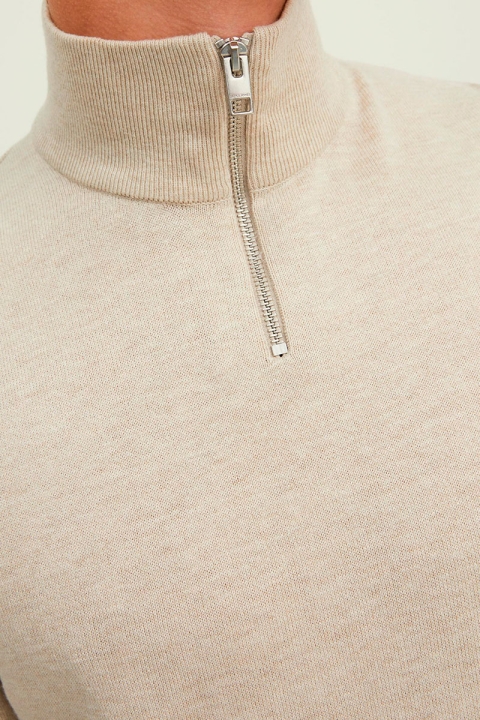 Jack & Jones EMIL KNIT HALF ZIP Oatmeal