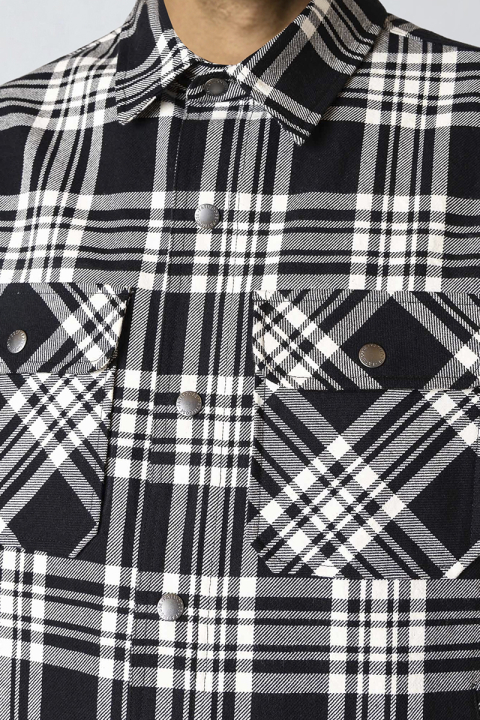 Fat Moose Pablo Check Overshirt Black/Ecru