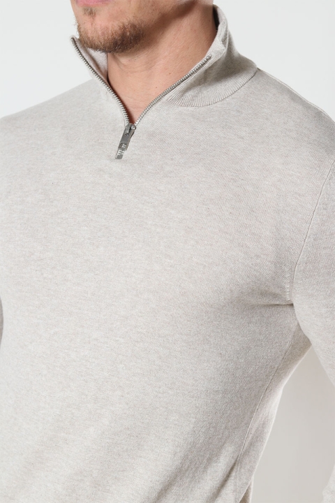 Jack & Jones EMIL KNIT HALF ZIP Oatmeal
