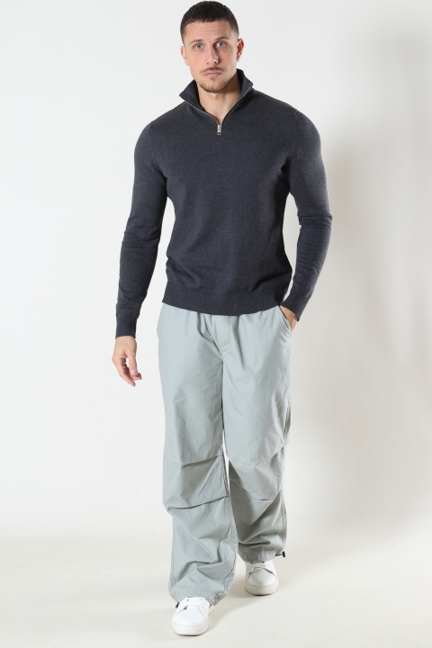 Jack & Jones EMIL KNIT HALF ZIP Dark Grey Melange