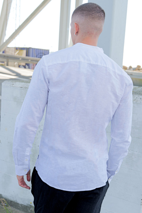 ONLY & SONS CAIDEN LS SOLID LINEN MAO SHIRT White