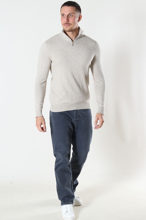 Jack & Jones EMIL KNIT HALF ZIP Oatmeal