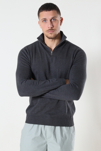 EMIL KNIT HALF ZIP Dark Grey Melange