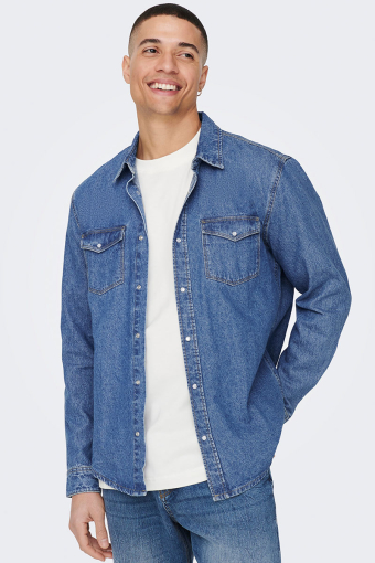  Bane Regular Fit Denim Shirt Medium Blue Denim