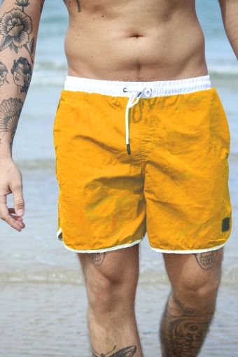 Retro Badeshorts White/Mango