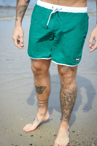 Retro Badeshorts White/Green