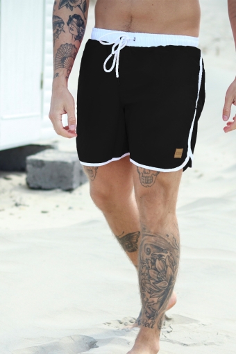 Retro Badeshorts Black/White
