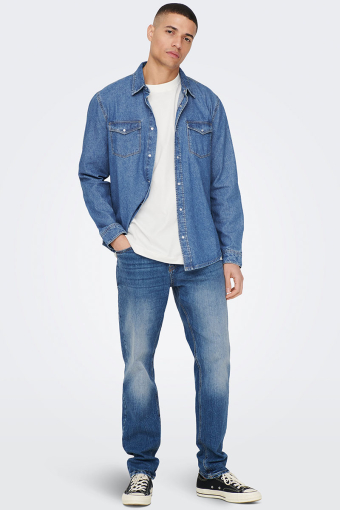  Bane Regular Fit Denim Shirt Medium Blue Denim